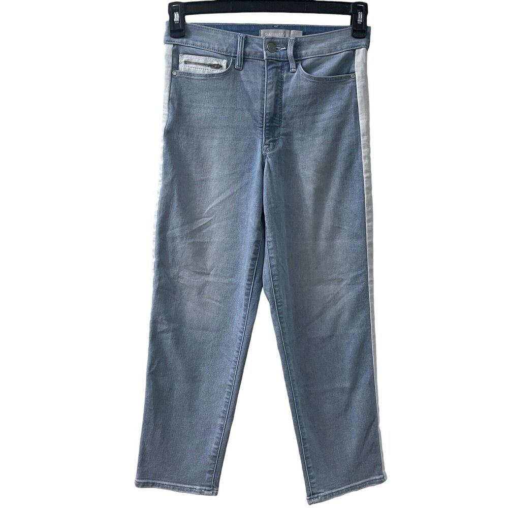 Athleta Jeans Women’s 2P SCULPTEK STRAIGHT LEG CROP IN INDIGO STRIPE Trendsetter
